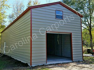 Vertical Roof Style Fully Enclosed Garage with 8 x 8 Garage Door